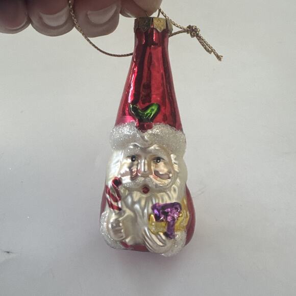 Set of 4 Christmas Ornaments by Greenbrier Santa‎ Snowman Tree Blown Glass - Picture 9 of 13